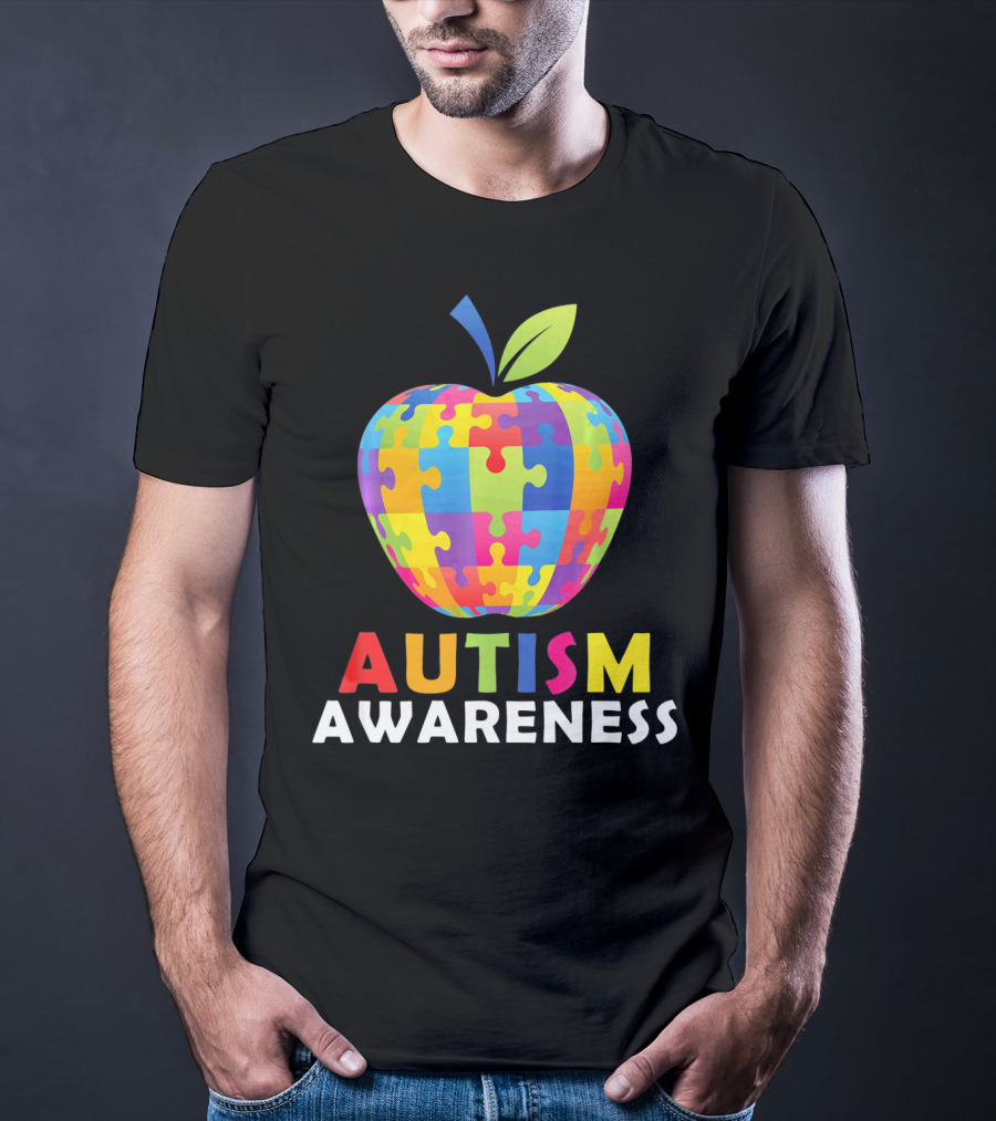 Autism Awareness Puzzle Piece Apple T-Shirt