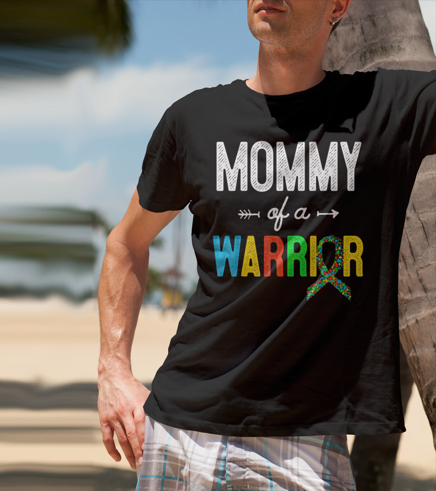 Mommy Of A Warrior Autism Awareness Puzzle T-Shirt