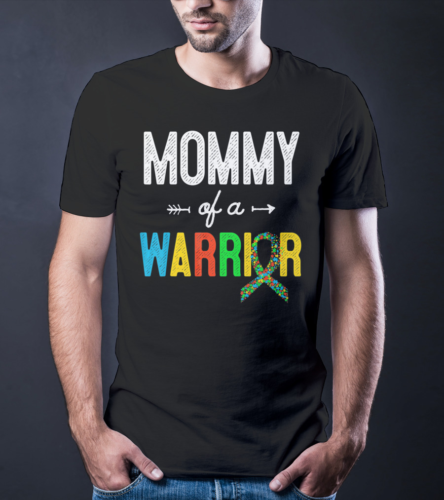 Mommy Of A Warrior Autism Awareness Puzzle T-Shirt