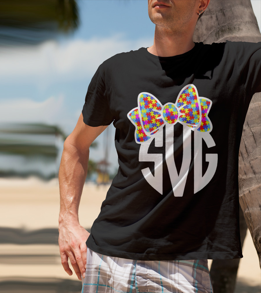 SVG Autism Awareness Puzzle Bow T-Shirt