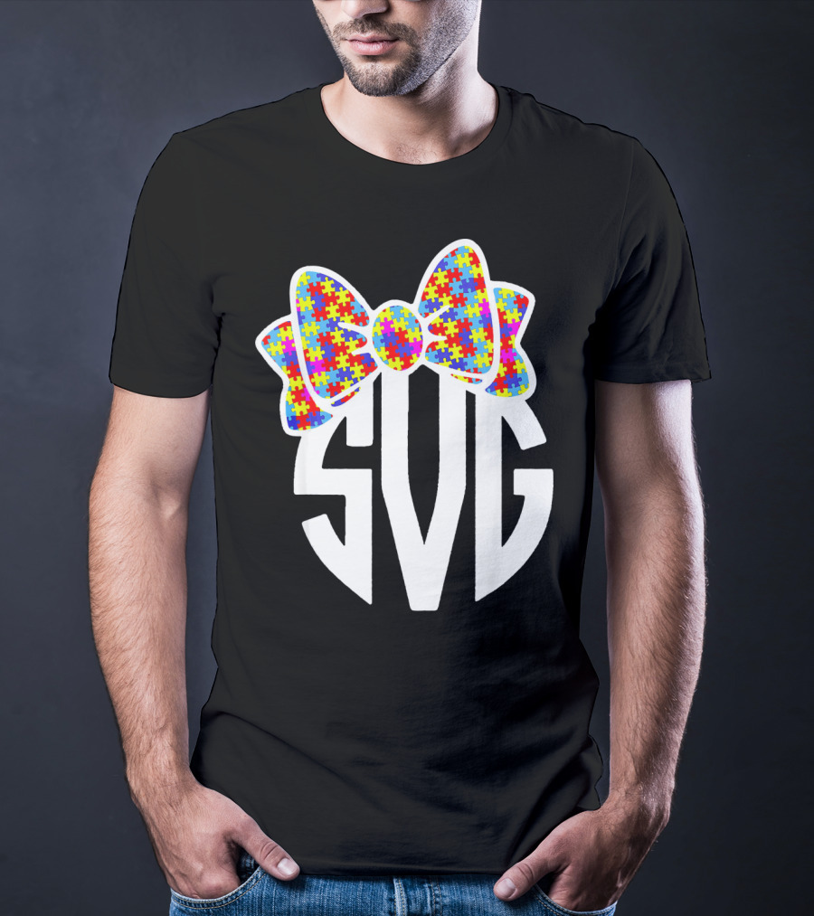SVG Autism Awareness Puzzle Bow T-Shirt
