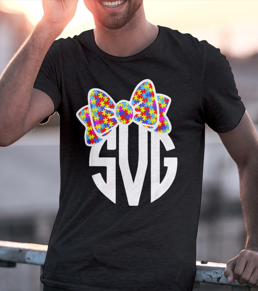SVG Autism Awareness Puzzle Bow T-Shirt