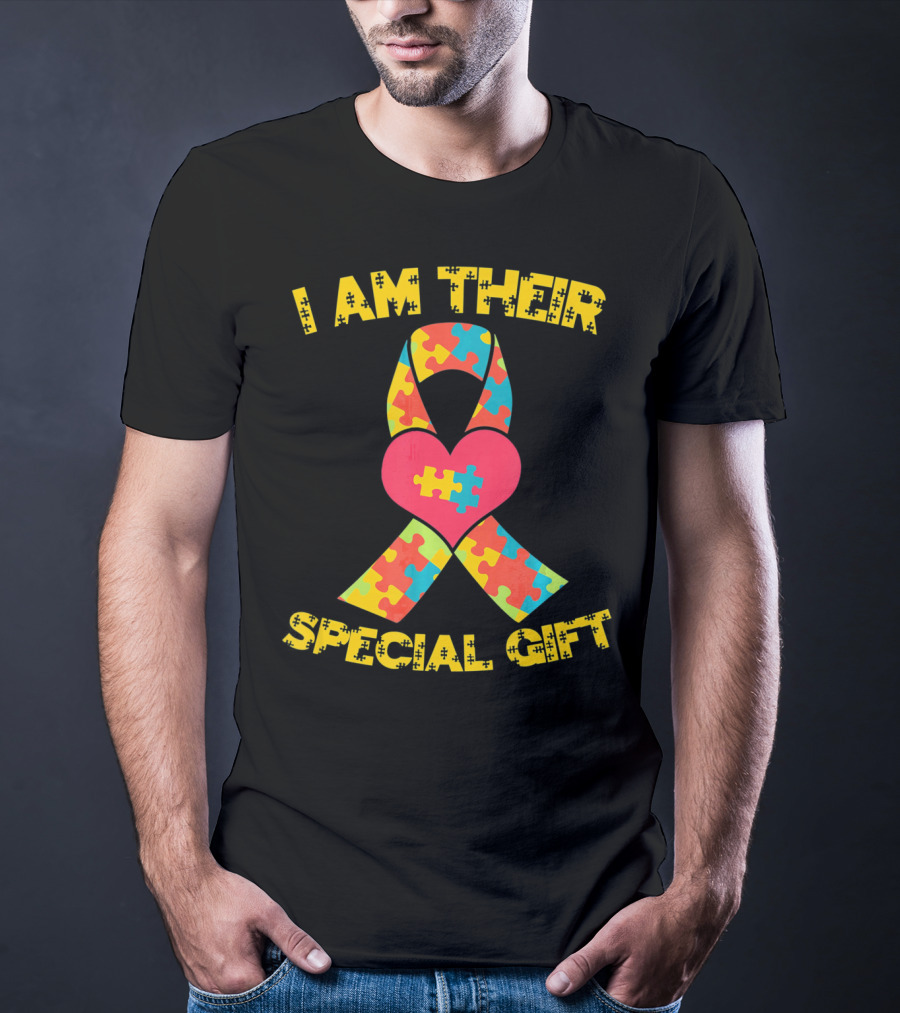 I Am Their Special Gift Autism Awareness Puzzle Ribbon Heart T-Shirt