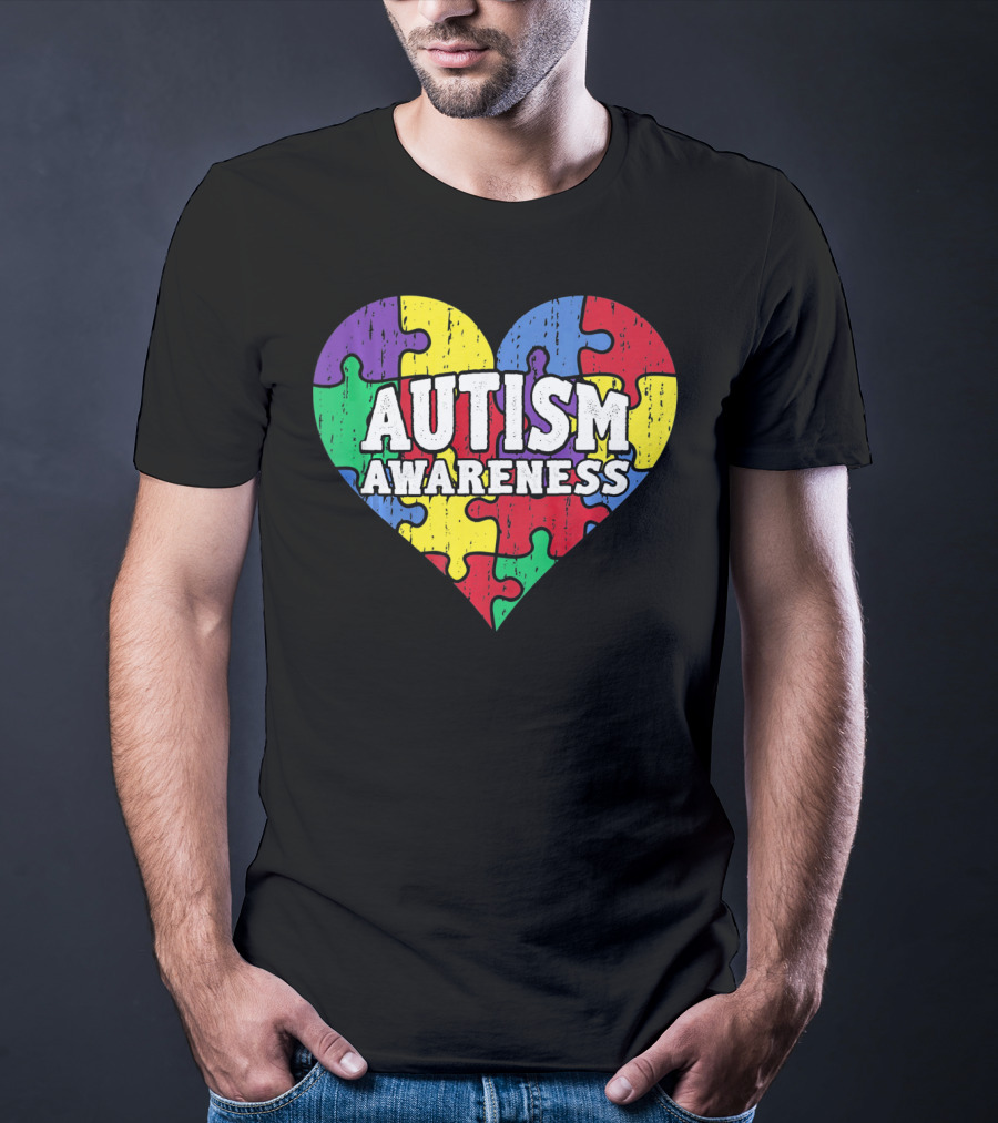 Autism Awareness Heart Puzzle Pieces T-Shirt