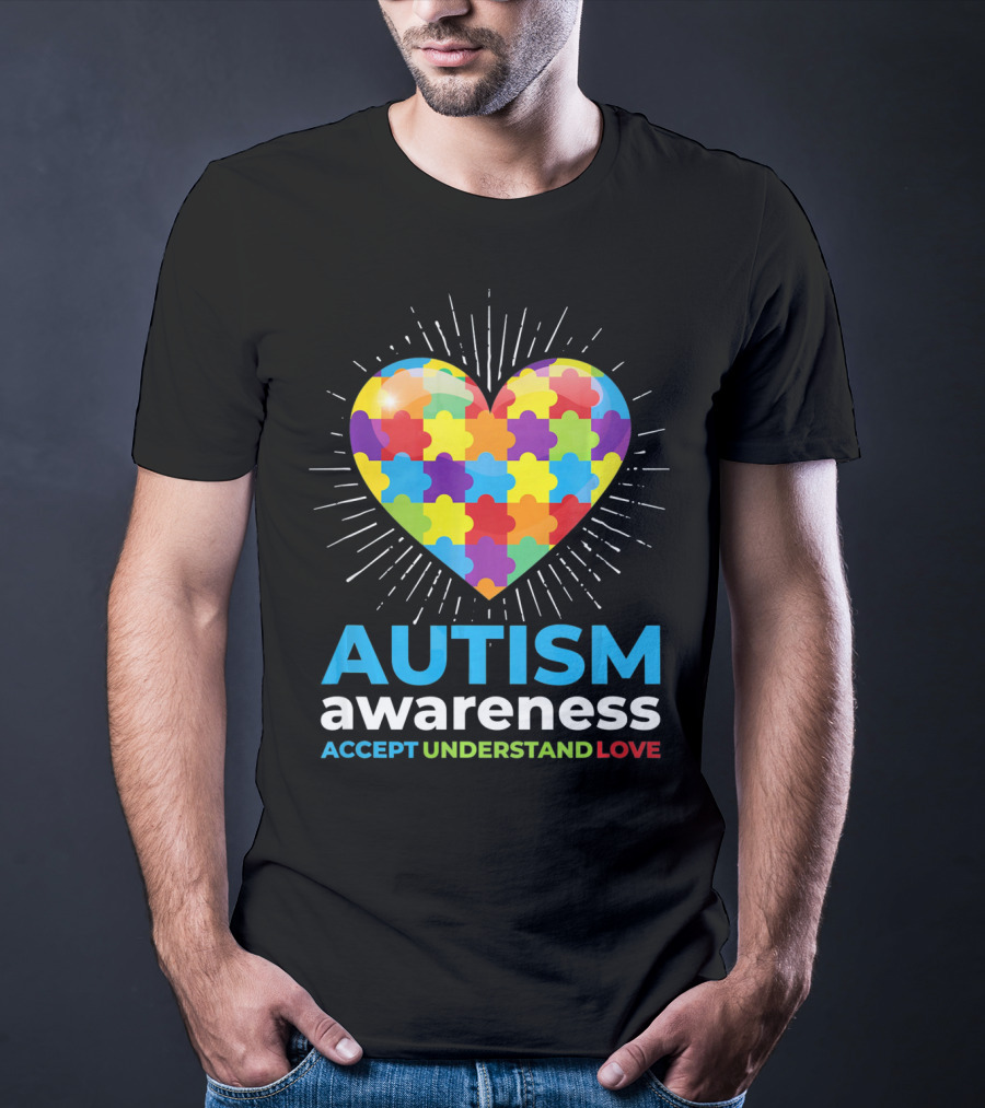 Autism Awareness Day Heart Puzzle Accept Understand Love T-Shirt