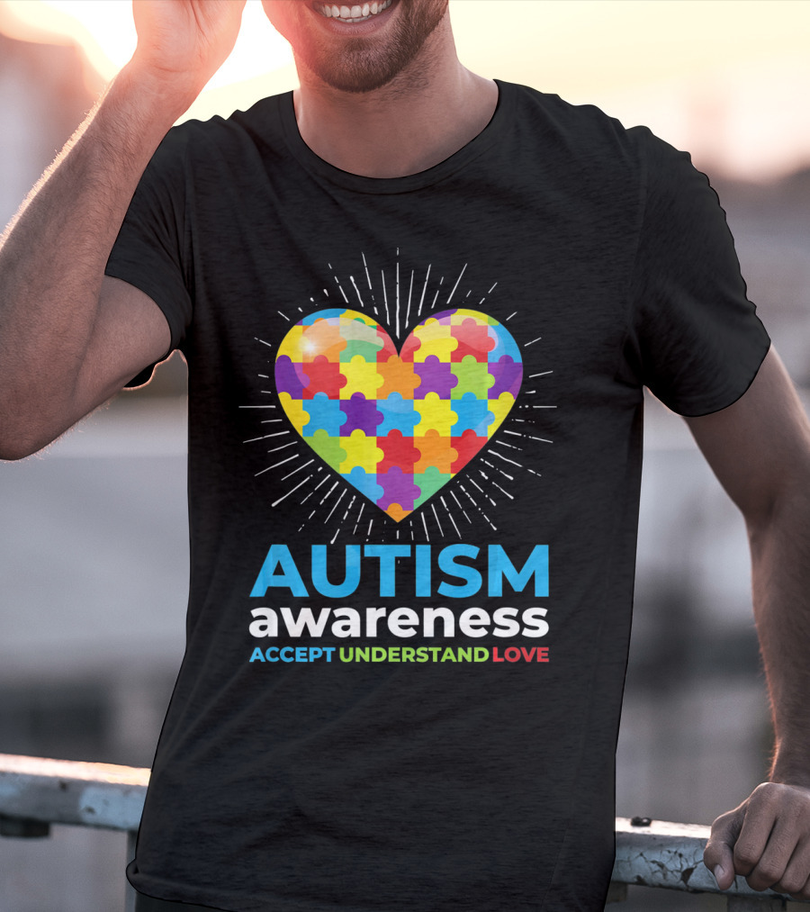 Autism Awareness Day Heart Puzzle Accept Understand Love T-Shirt