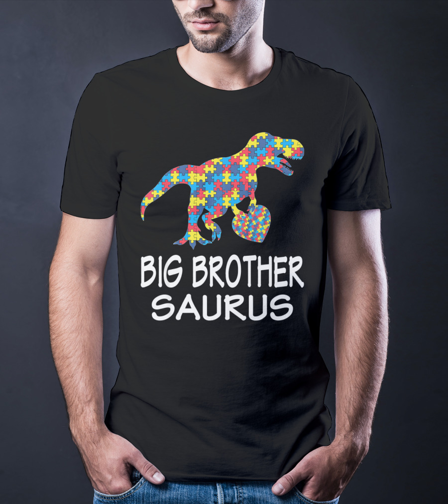 Big Brother Saurus Autism Puzzle Dinosaur T-Shirt