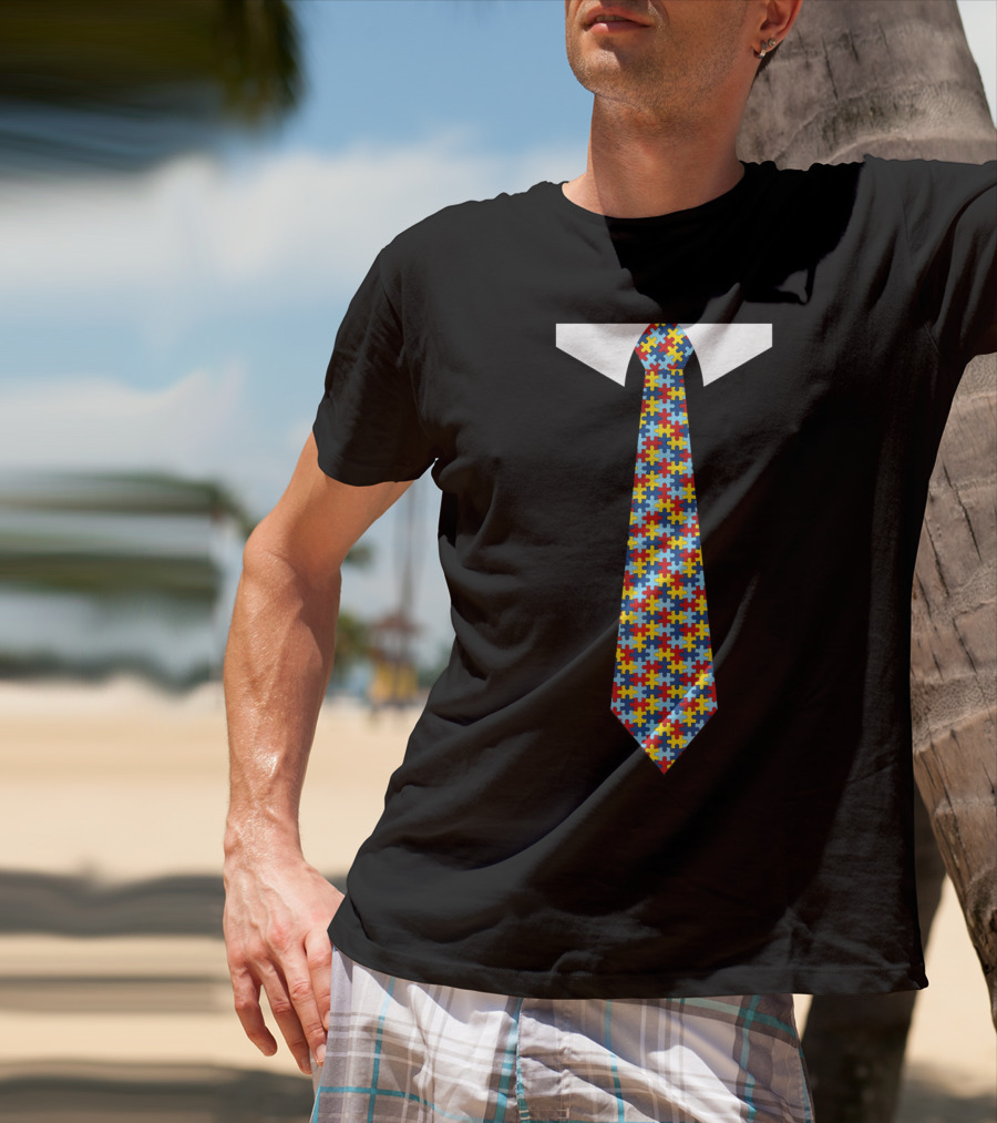 Autism Awareness Puzzle Tie T-Shirt
