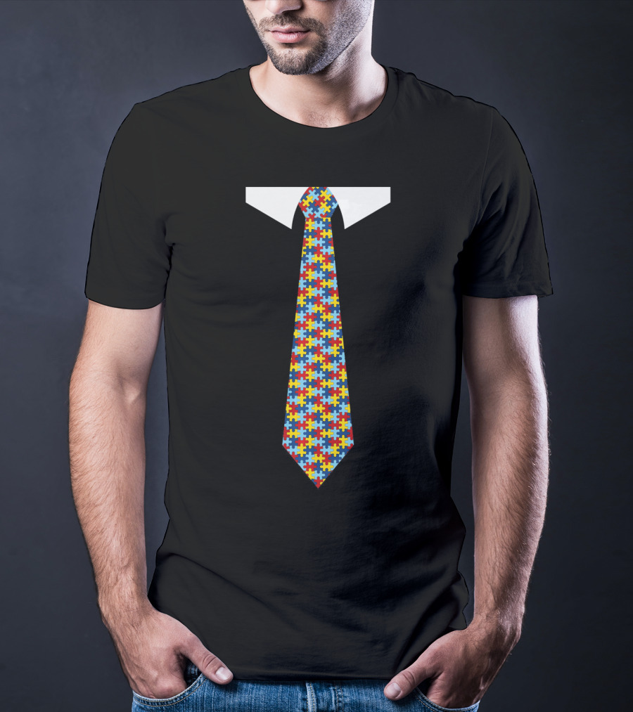 Autism Awareness Puzzle Tie T-Shirt