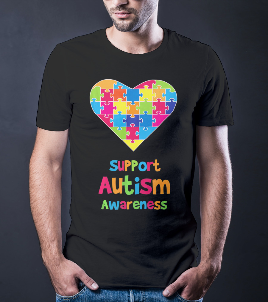 Support Autism Awareness Heart Puzzle T-Shirt