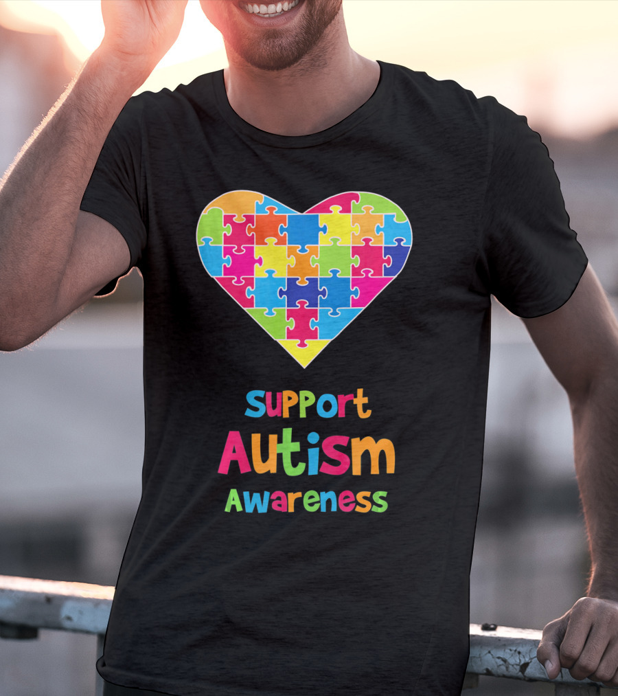Support Autism Awareness Heart Puzzle T-Shirt