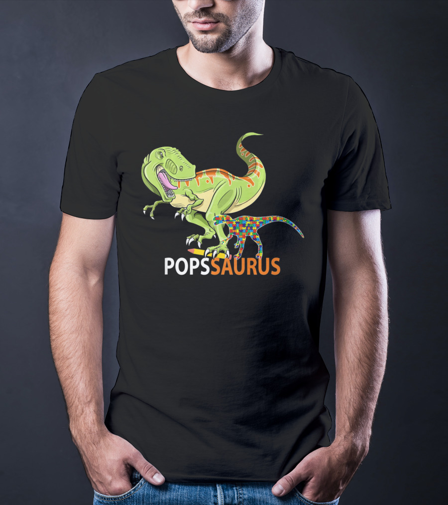 POPS Saurus Auntsaurus Autism Dinosaur Puzzle T-Shirt