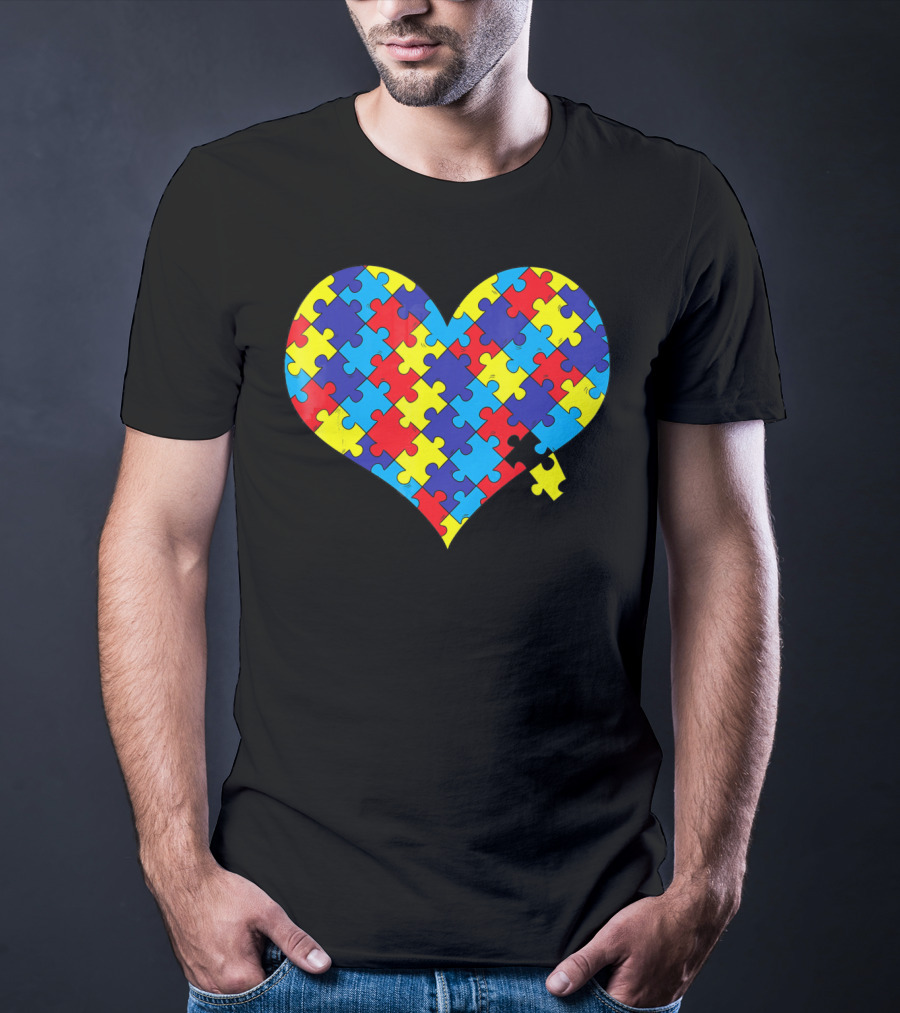 Colorful Autism Awareness Heart Puzzle T-Shirt