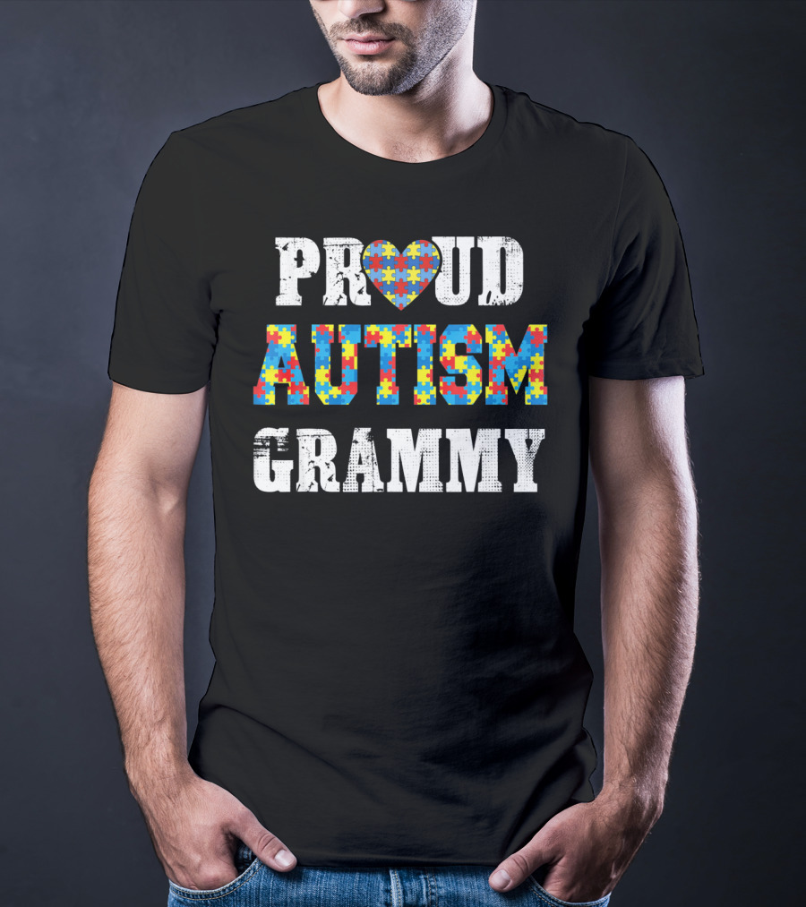 Proud Autism Grammy Puzzle Piece Heart Autism Awareness T-Shirt