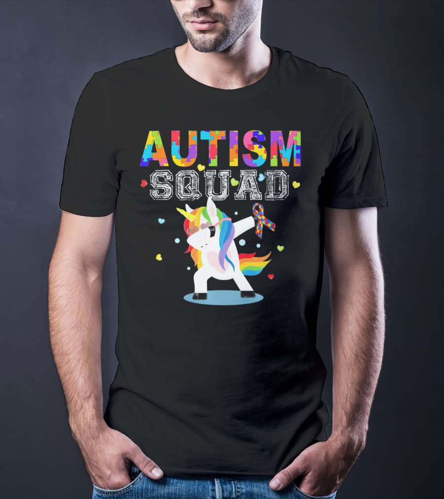 Autism Squad Unicorn Ribbon Autism Awareness T-Shirt