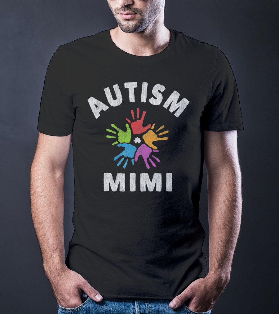 Autism Awareness Autism Mimi Colorful Handprints T-Shirt