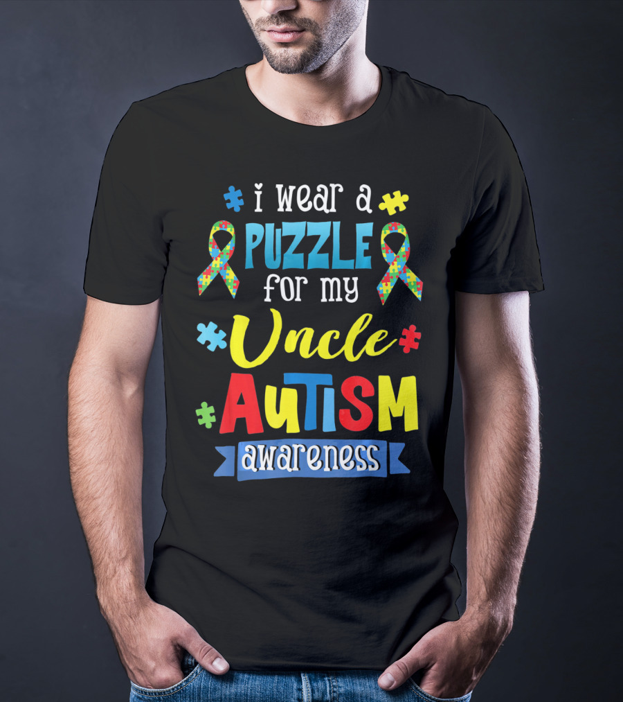 I Wear A Puzzle For My Uncle Autism Awareness T-Shirt
