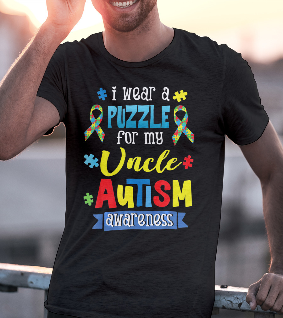 I Wear A Puzzle For My Uncle Autism Awareness T-Shirt