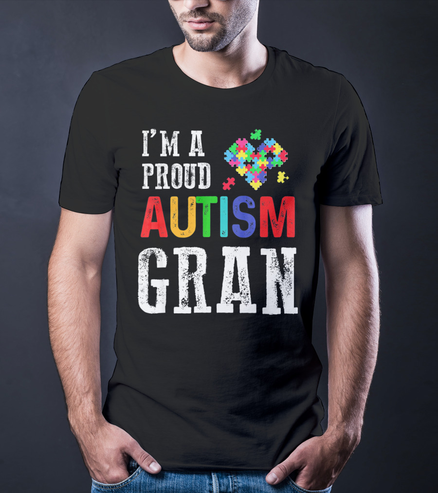 I'm A Proud Autism Gran Colorful Puzzle Pieces T-Shirt