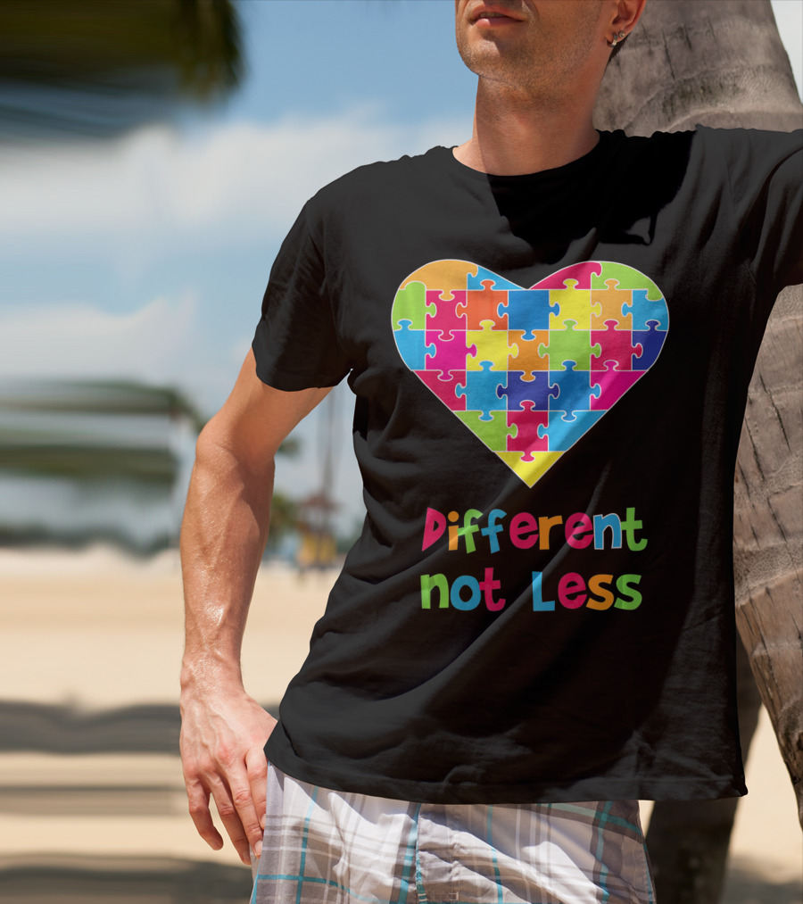 Different Not Less Autism Awareness Heart Puzzle T-Shirt
