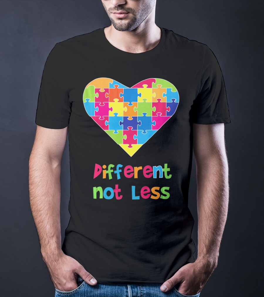 Different Not Less Autism Awareness Heart Puzzle T-Shirt