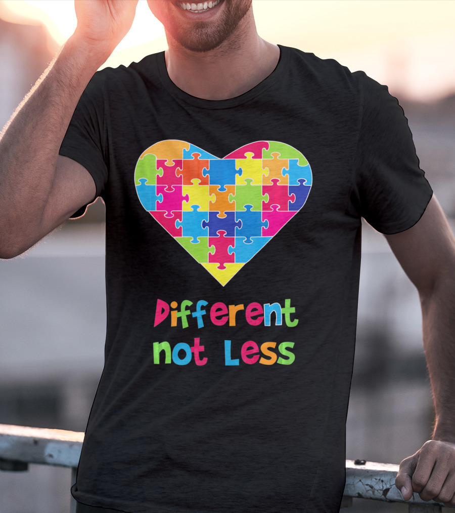 Different Not Less Autism Awareness Heart Puzzle T-Shirt