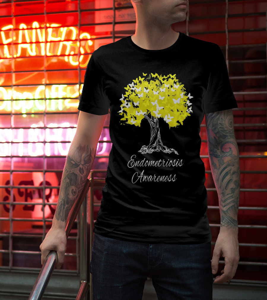 Endometriosis Awareness Butterfly Tree T-Shirt