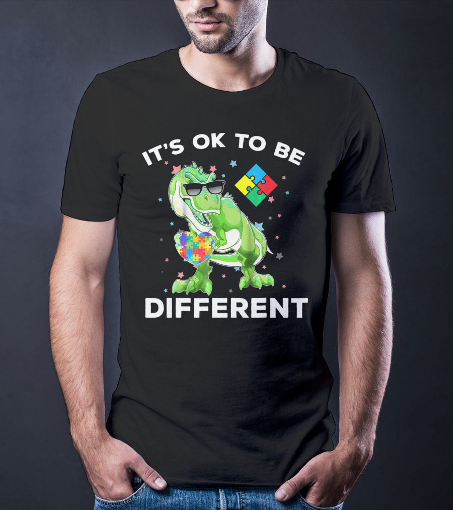 Autism Awareness REX Dinosaur It's OK To Be Different T-Shirt