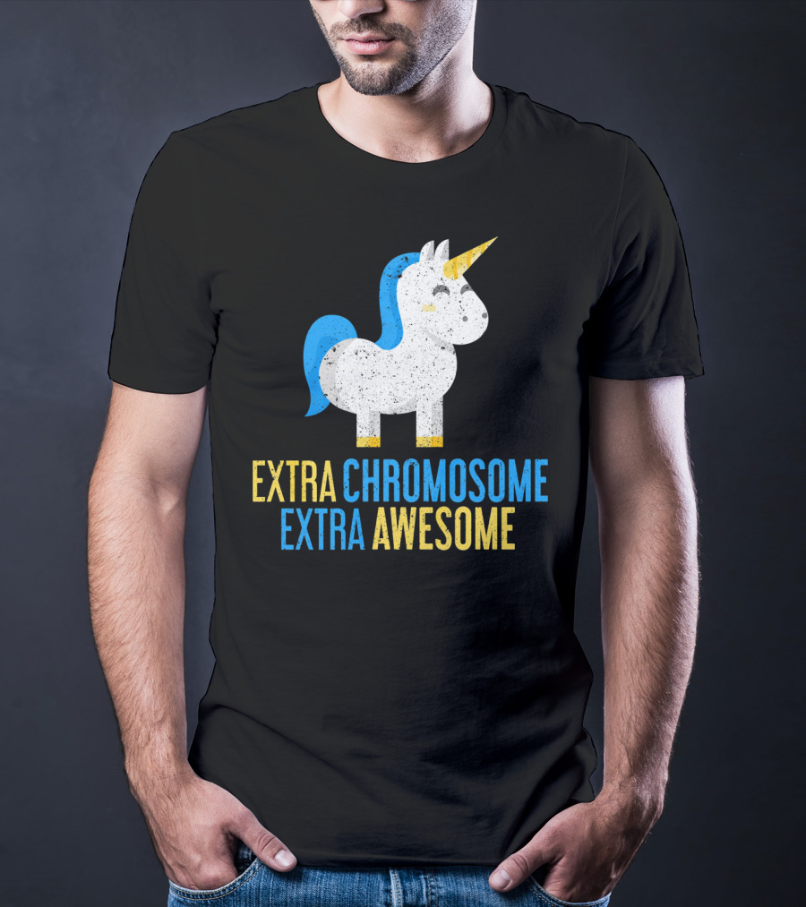 Extra Chromosome Extra Awesome Unicorn Down Syndrome Awareness T-Shirt