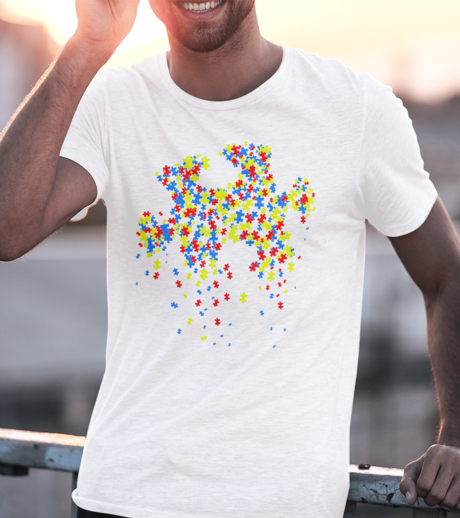 Puzzle Pieces Autism Awareness Day Colorful T-Shirt