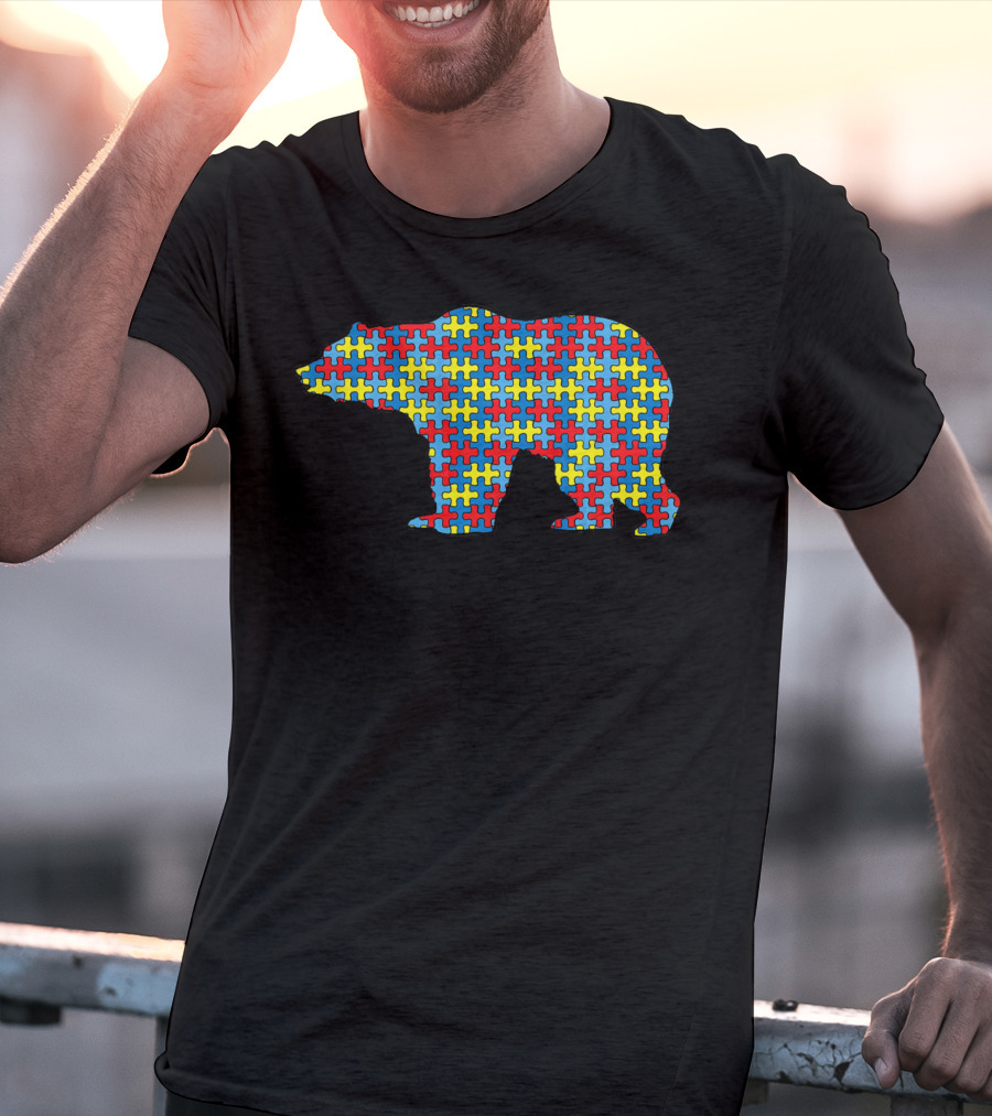Bear Autism Awareness Kids Puzzle Pattern Mammal Animal T-Shirt