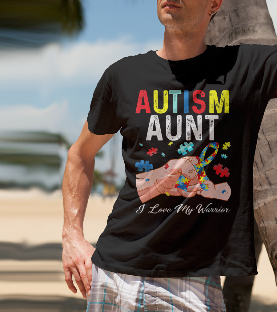 AUTISM AUNT I Love My Warrior Puzzle T-Shirt