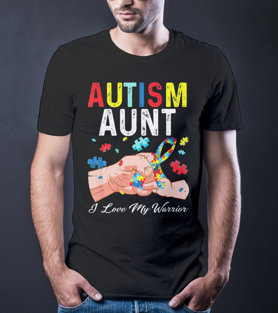 AUTISM AUNT I Love My Warrior Puzzle T-Shirt