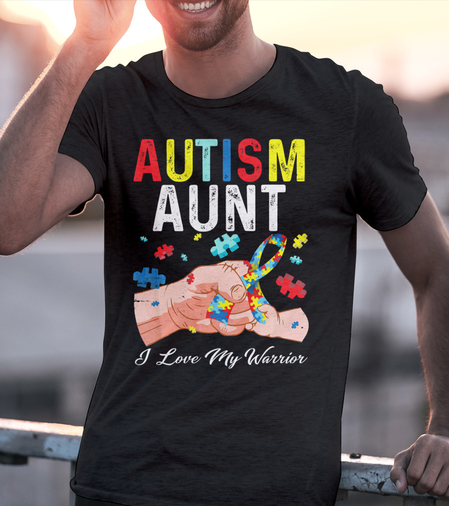 AUTISM AUNT I Love My Warrior Puzzle T-Shirt