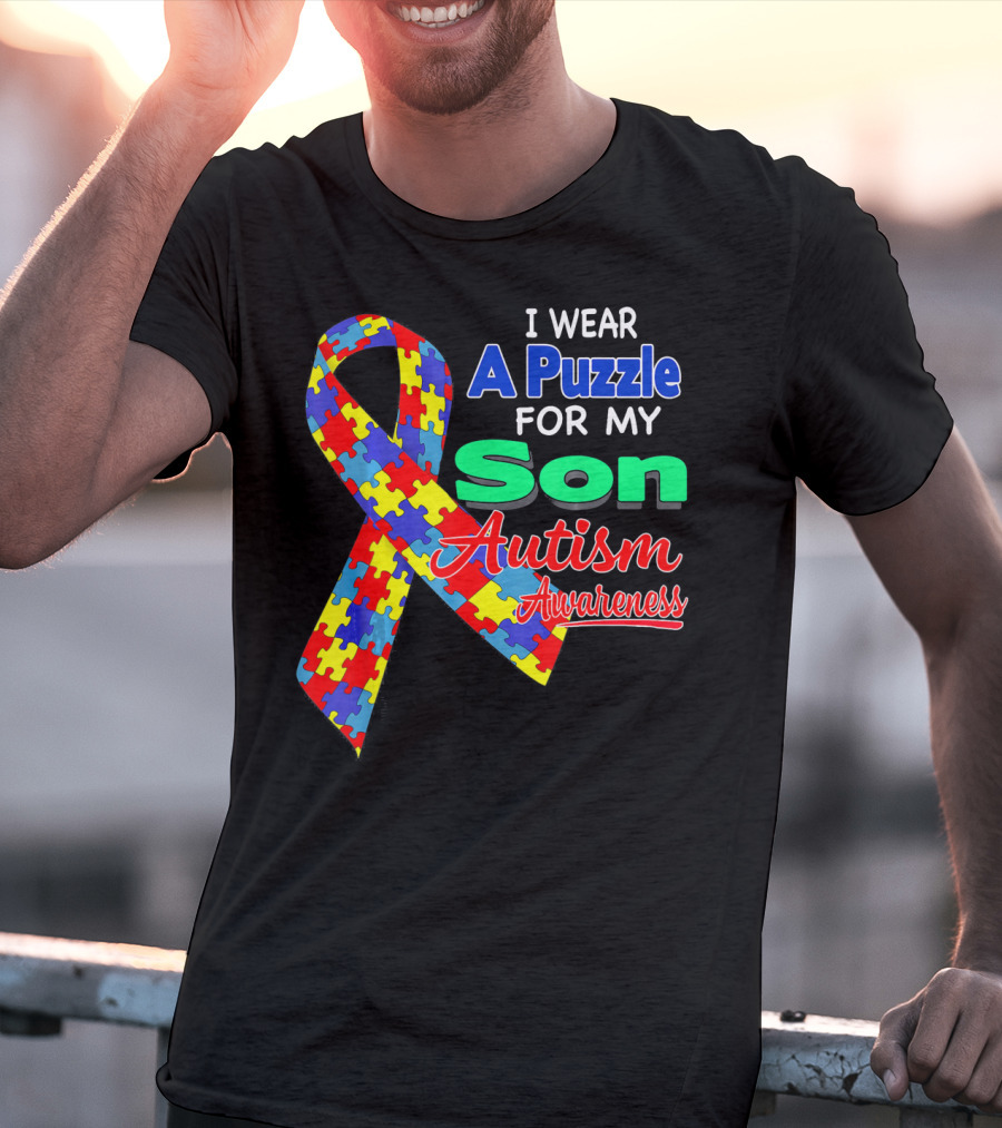 I Wear A Puzzle For My Son Autism Awareness T-Shirt