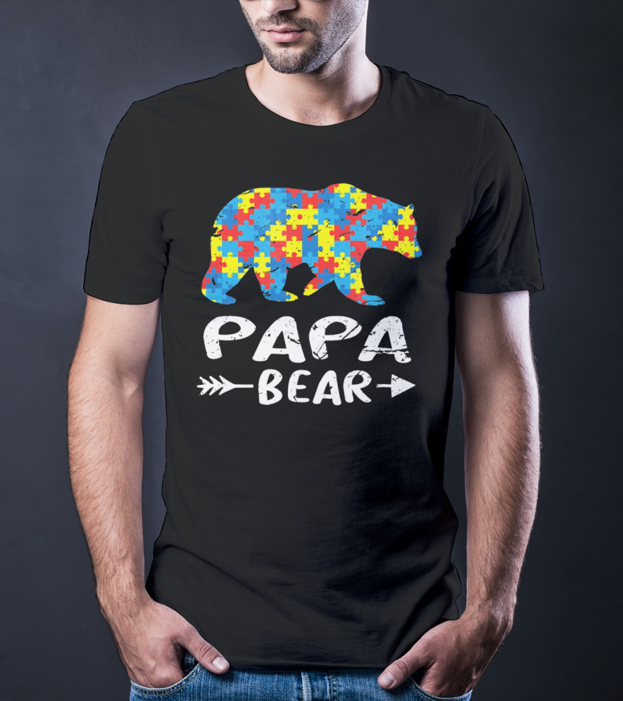 Papa Bear Autism Puzzle Spirit T-Shirt