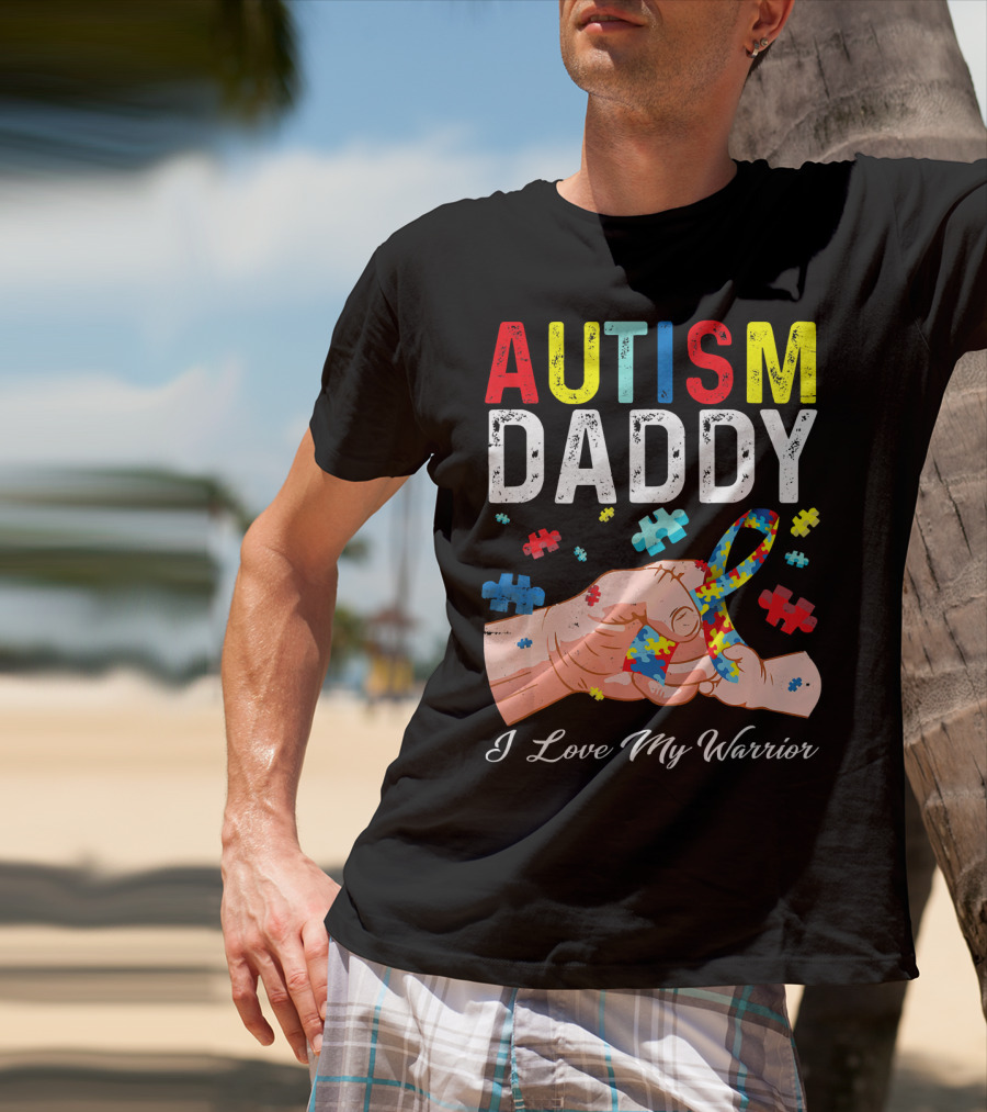 Autism Daddy I Love My Warrior Puzzle T-Shirt