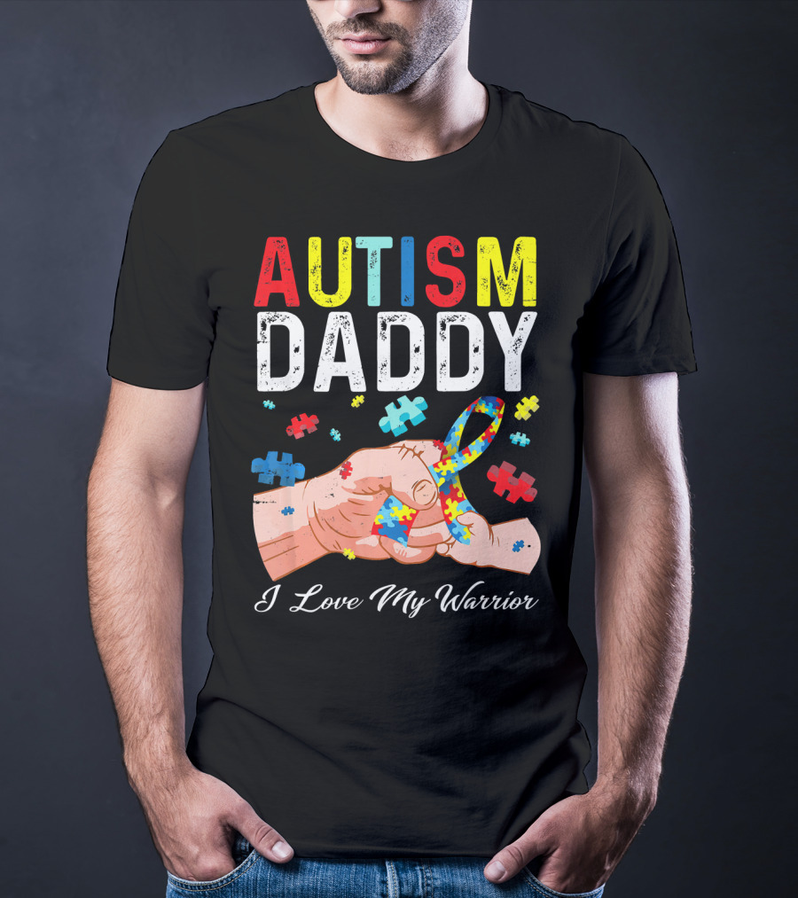 Autism Daddy I Love My Warrior Puzzle T-Shirt