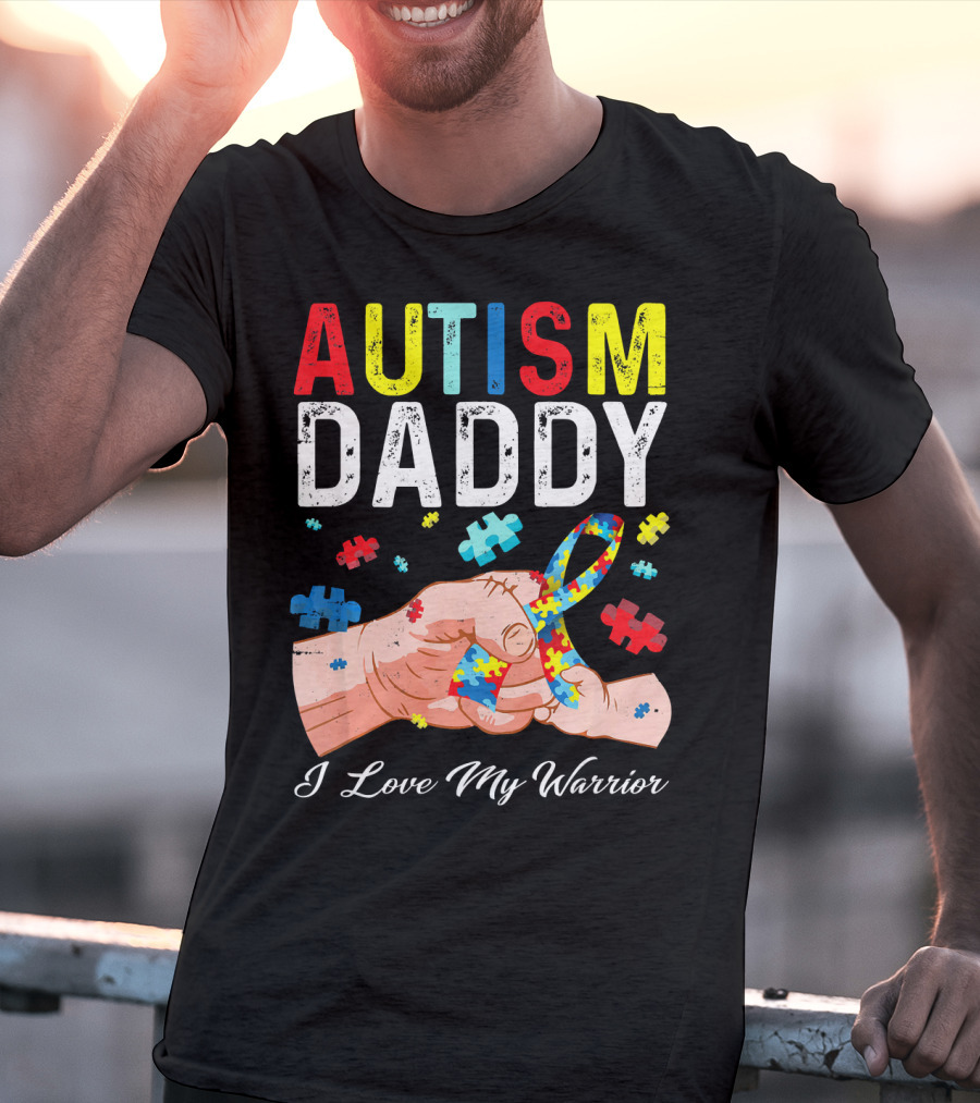 Autism Daddy I Love My Warrior Puzzle T-Shirt