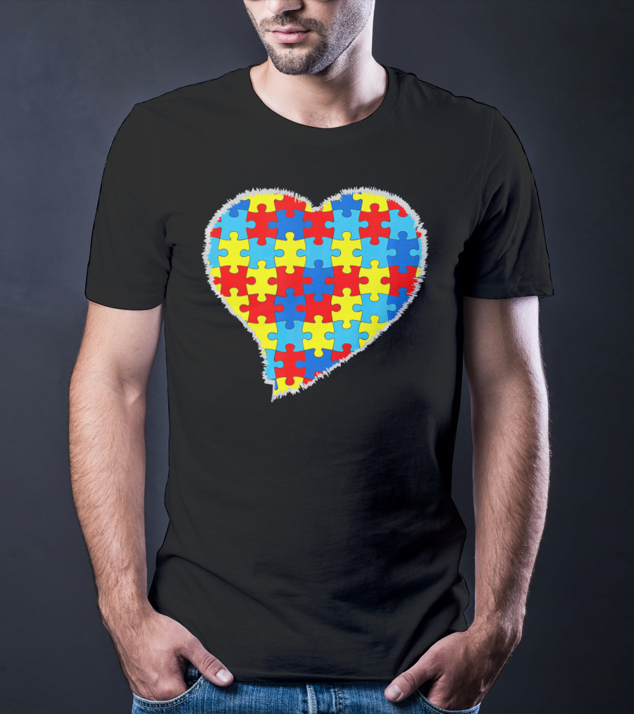 Autism Puzzle Pieces Heart Awareness T-Shirt
