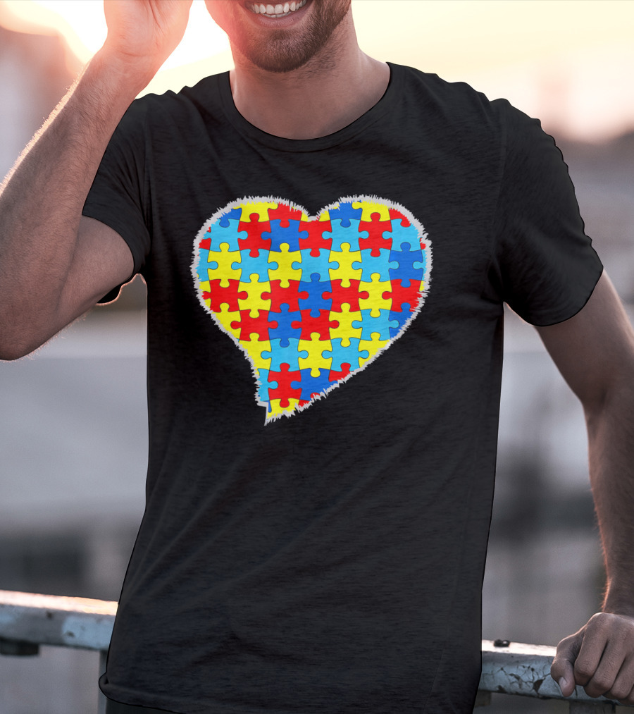 Autism Puzzle Pieces Heart Awareness T-Shirt
