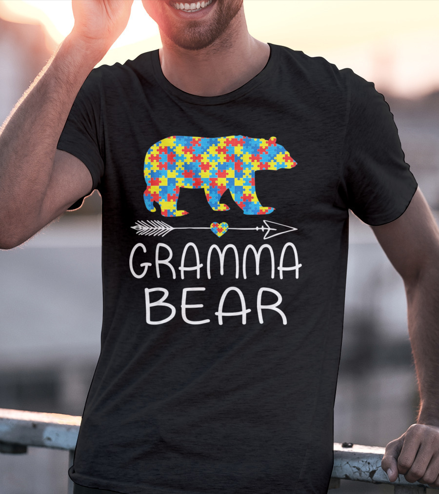 Gramma Bear Autism Awareness Puzzle Bear T-Shirt