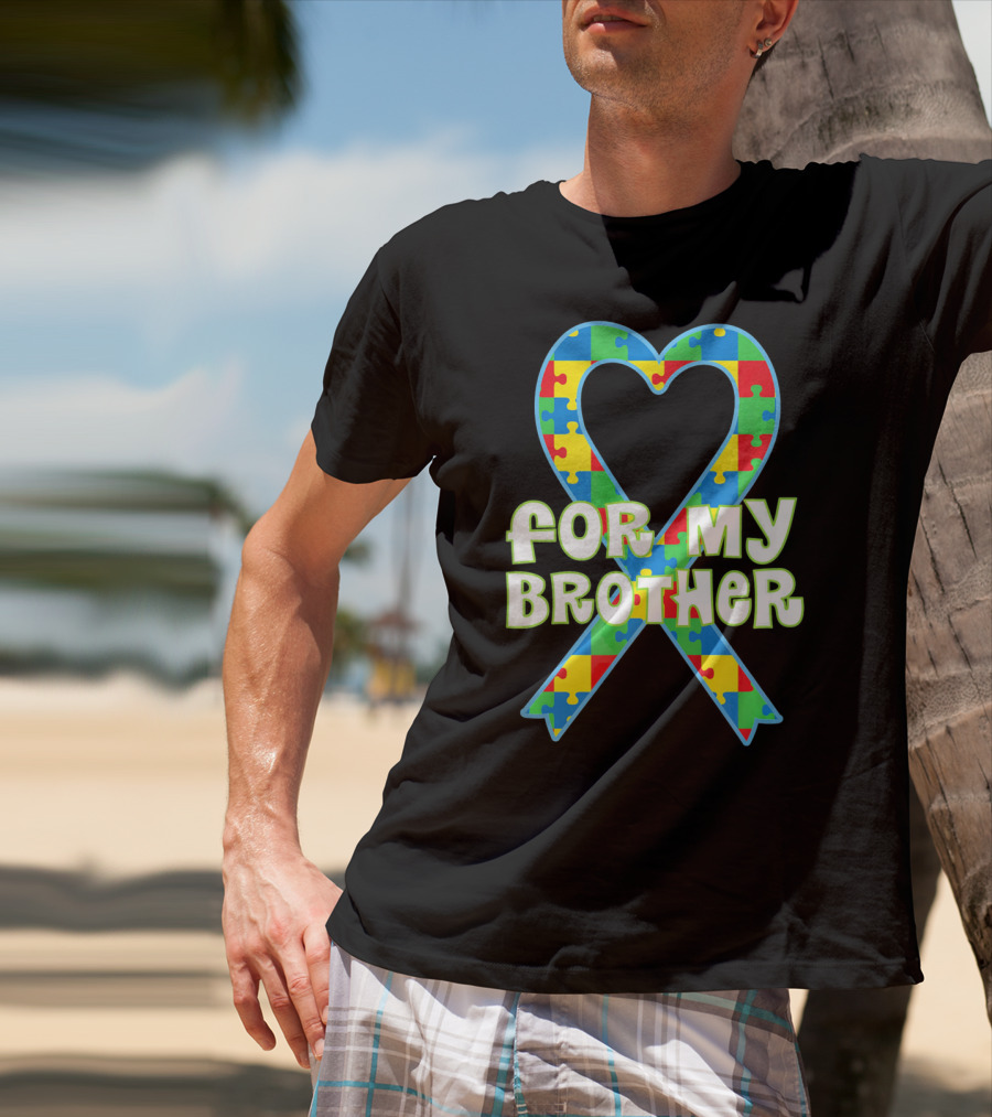 For My Brother Autism Awareness Puzzle T-Shirt