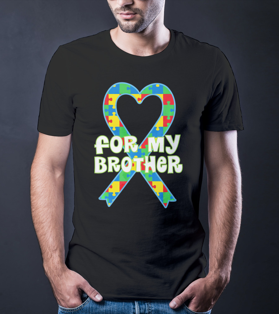 For My Brother Autism Awareness Puzzle T-Shirt