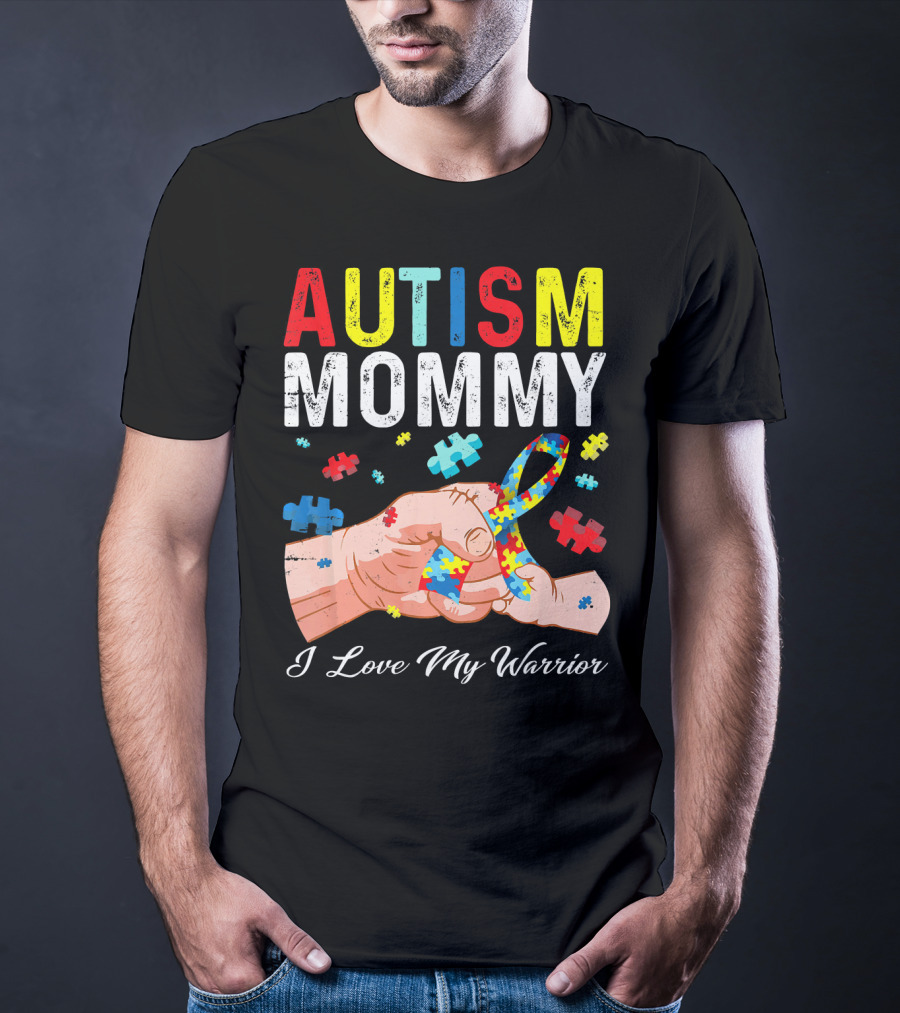 Autism Mommy I Love My Warrior Puzzle T-Shirt