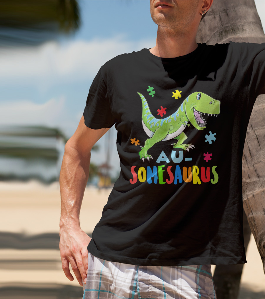 Ausomesaurus Dinosaur Autism Awareness T-Shirt