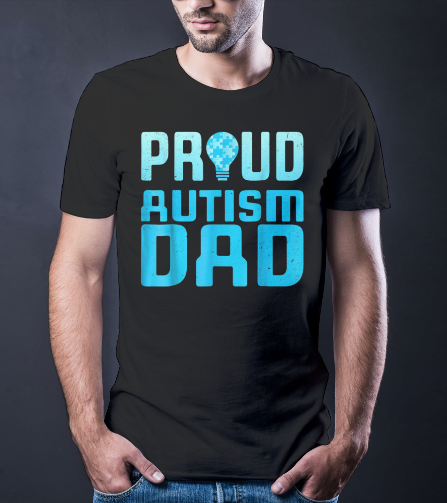 Proud Autism Dad Light Bulb Puzzle T-Shirt