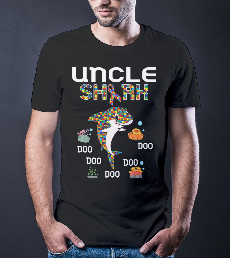 UNCLE SHARK Autism Awareness Doo Doo Doo Doo T-Shirt