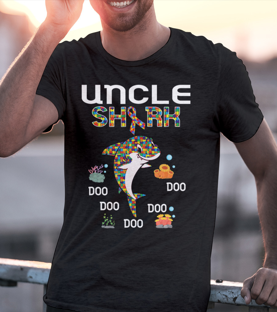 UNCLE SHARK Autism Awareness Doo Doo Doo Doo T-Shirt