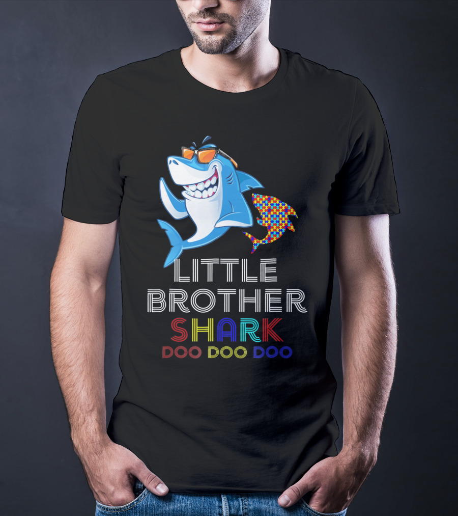 Little Brother Shark Autism Awareness Doo Doo Doo T-Shirt